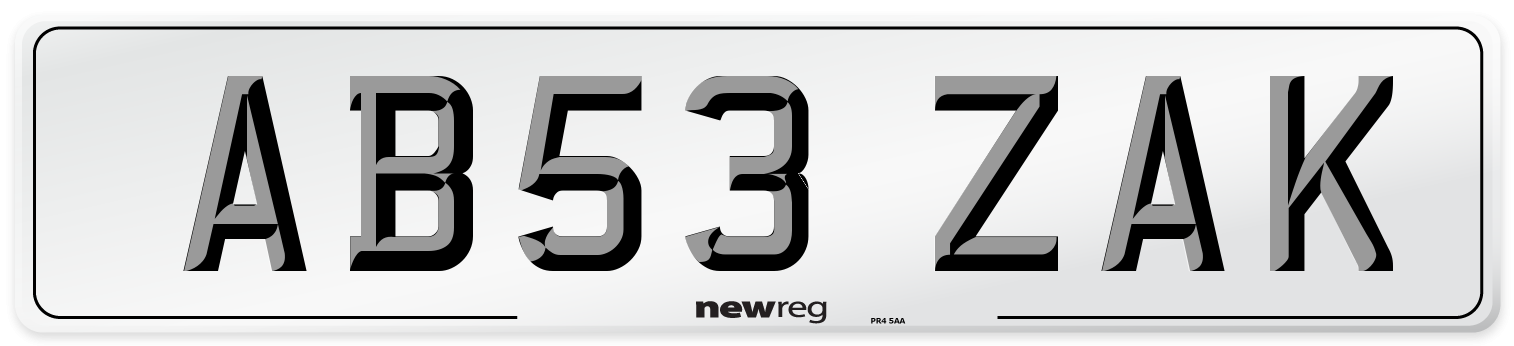 AB53 ZAK Number Plate from New Reg